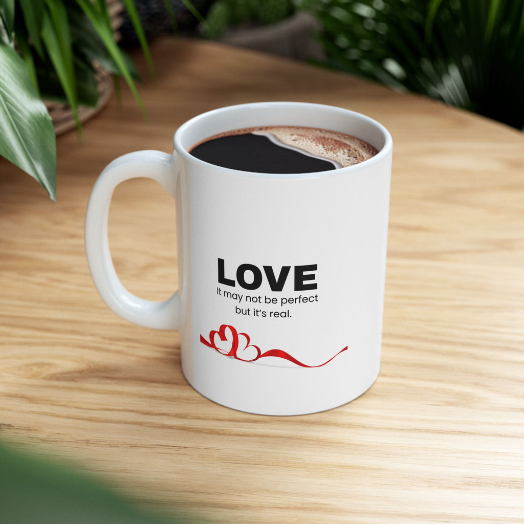 Ceramic Mug - Love, Coffee & Laughter Heart Design (11oz/15oz)