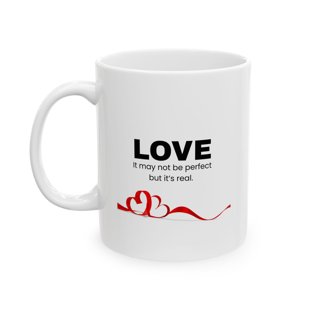 Ceramic Mug - Love, Coffee & Laughter Heart Design (11oz/15oz)