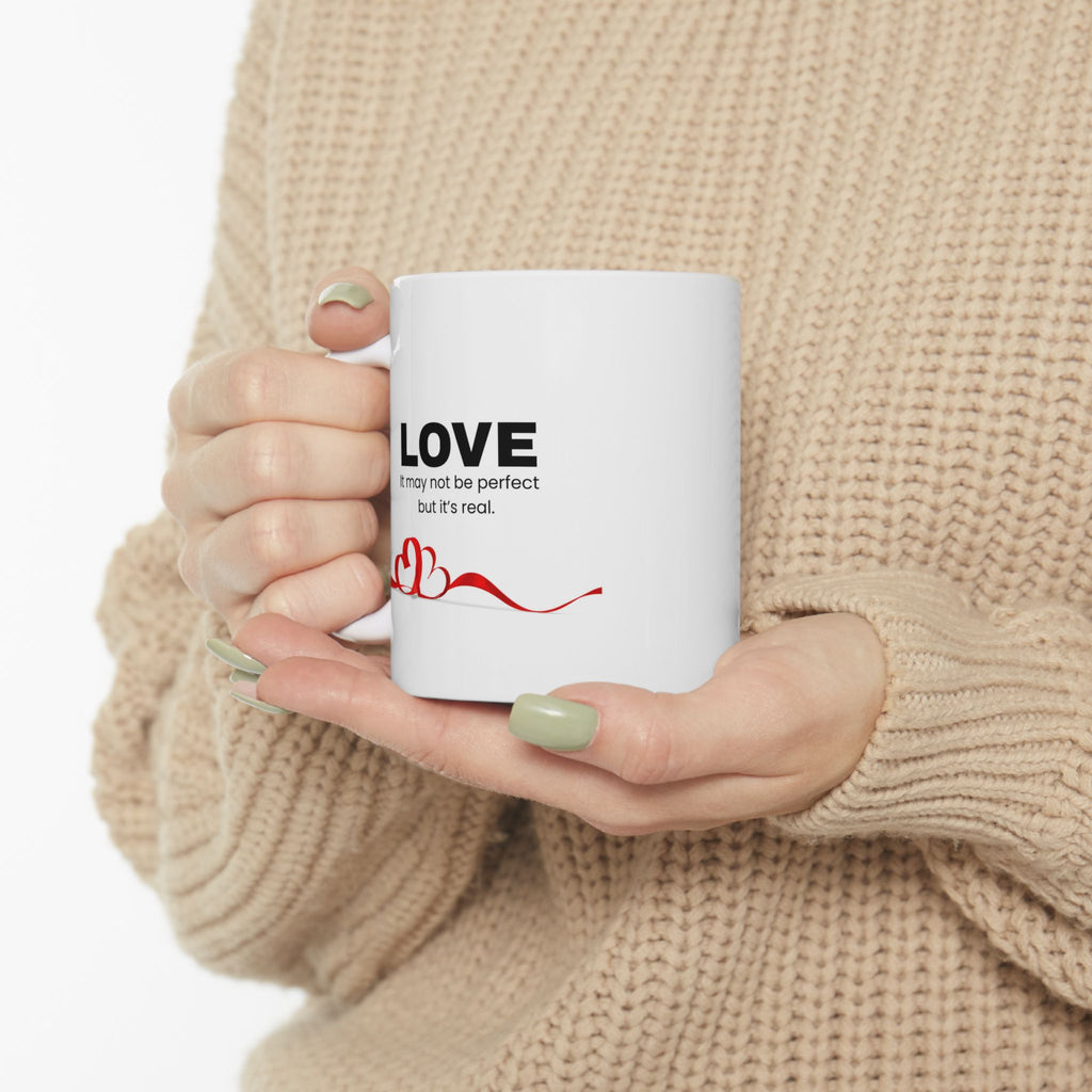 Ceramic Mug - Love, Coffee & Laughter Heart Design (11oz/15oz)